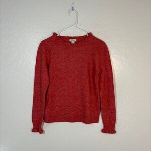 Sundance Catalog Sweater Womens Small Ruffle Pullover Red Wool Blend BOHO